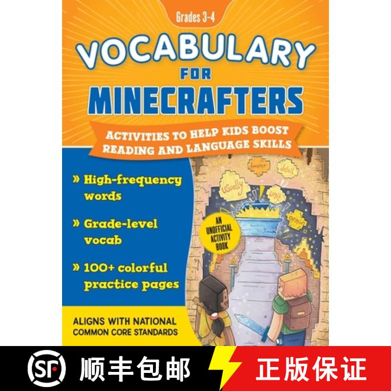 【3-4周达】Vocabulary for Minecrafters: Grades 3-4: Activities to Help Kids Boost Reading and Languag... [9781510771109]