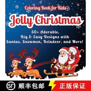 Santas Jolly with R... for Adorable Designs Kids 9789843603524 Coloring Christmas Easy Book Snowmen Big 预订