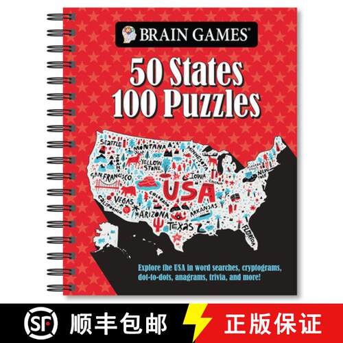 【3-4周达】Brain Games - 50 States 100 Puzzles: Explore the USA in Word Searches, Cryptograms, Dot-To... [9781645589433]