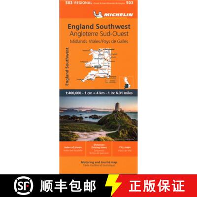 【3-4周达】Michelin Map Great Britain: Wales, the Midlands, South West England 503 [9782067263970]