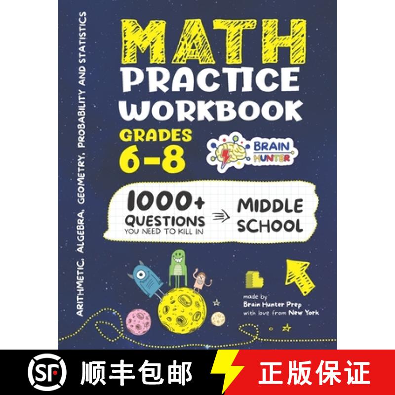 【3-4周达】Math Practice Workbook Grades 6-8: 1000+ Questions You Need to Kill in Middle School by Br... [9781951048228]