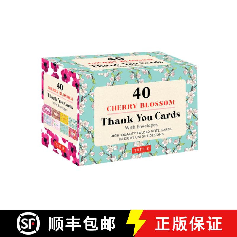 【3-4周达】Cherry Blossoms 40 Thank You Cards with Envelopes: 40 Blank Cards in 8 Designs (5 Cards Ea... [9780804853545]