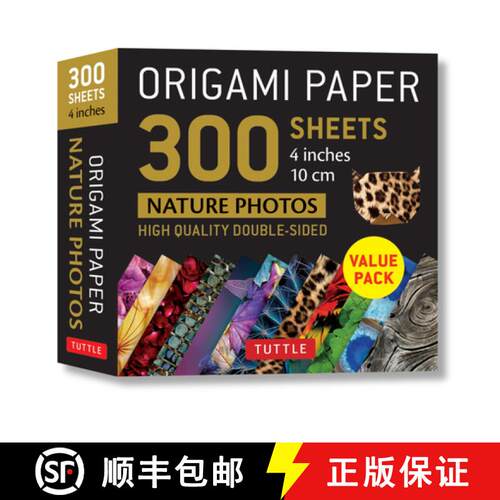 【3-4周达】双面折纸300张 Origami Paper 300 Sheets Nature Photo Patterns 4 (10 CM): Tuttle Origami Pap... [9780804852081]