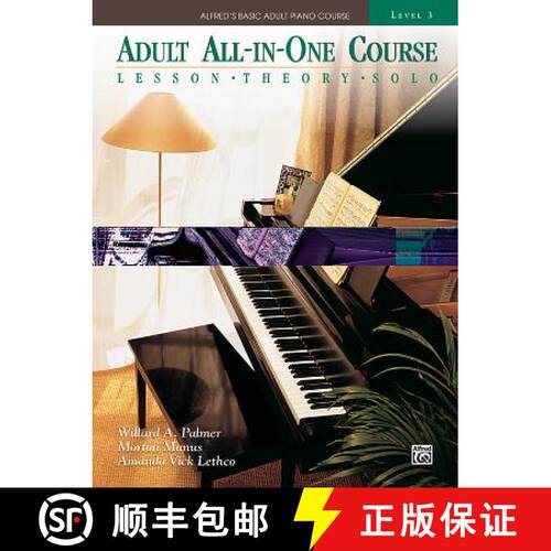 【3-4周达】Alfred's Basic Adult All-In-One Course, Bk 3: Lesson * Theory * Solo, Comb Bound Book [9780739000687]