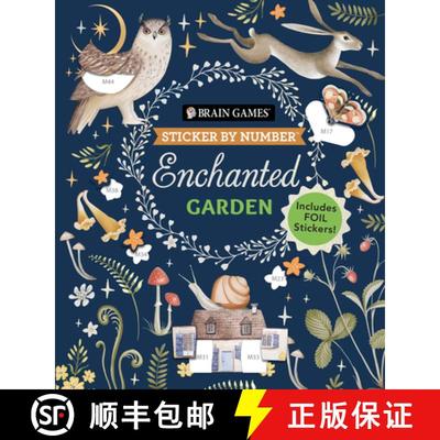 【3-4周达】Brain Games - Sticker by Number: Enchanted Garden (24 Images to Sticker): Includes 2 Foil ... [9781639384785]