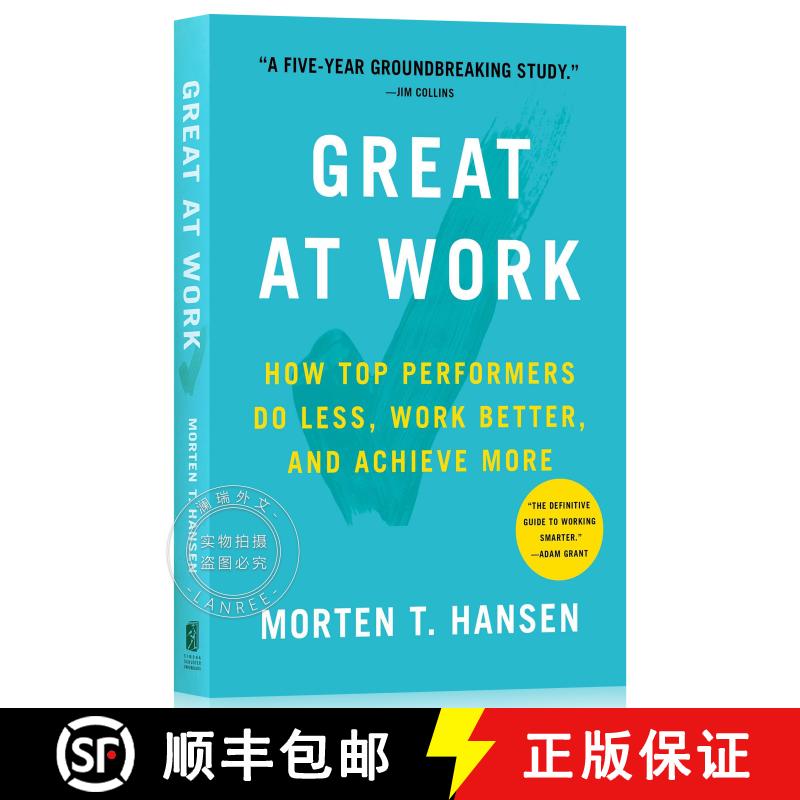 现货 工作卓越 Great at Work: How Top Performers Do Less, Work Better, and Achieve More [9781501179518]