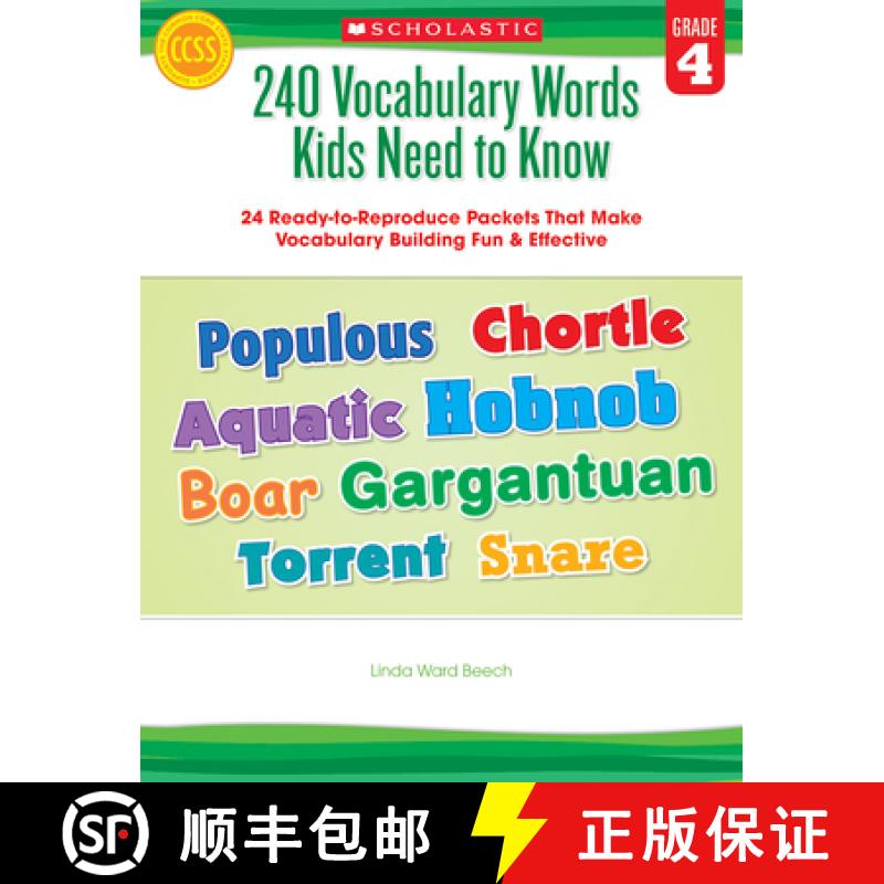 预订 240 Vocabulary Words Kids Need to Know: Grade 4: 24 Ready-To-Reproduce Packets That Make Vocabul... [9780545468640]