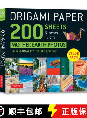 【3-4周达】Origami Paper 200 sheets Mother Earth Photos 6 (15 cm): Tuttle Origami Paper: Double Sided... [9780804856508]