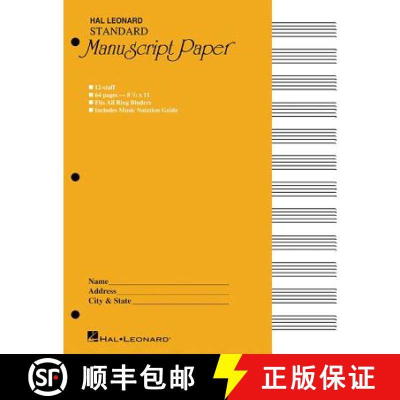 预订 Standard Manuscript Paper Yellow Cover 12 Staves Per Page Hal Leonard Music Notation Guide for C... [9780881884982]