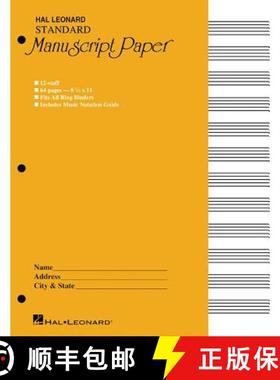 预订 Standard Manuscript Paper Yellow Cover 12 Staves Per Page Hal Leonard Music Notation Guide for C... [9780881884982]