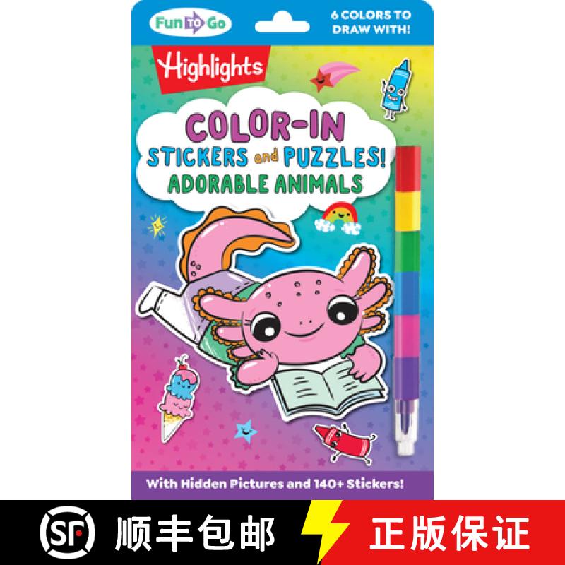 【3-4周达】Color-In Stickers and Puzzles! Adorable Animals: Over 140 Kids Stickers for You to Color a... [9781639622894]