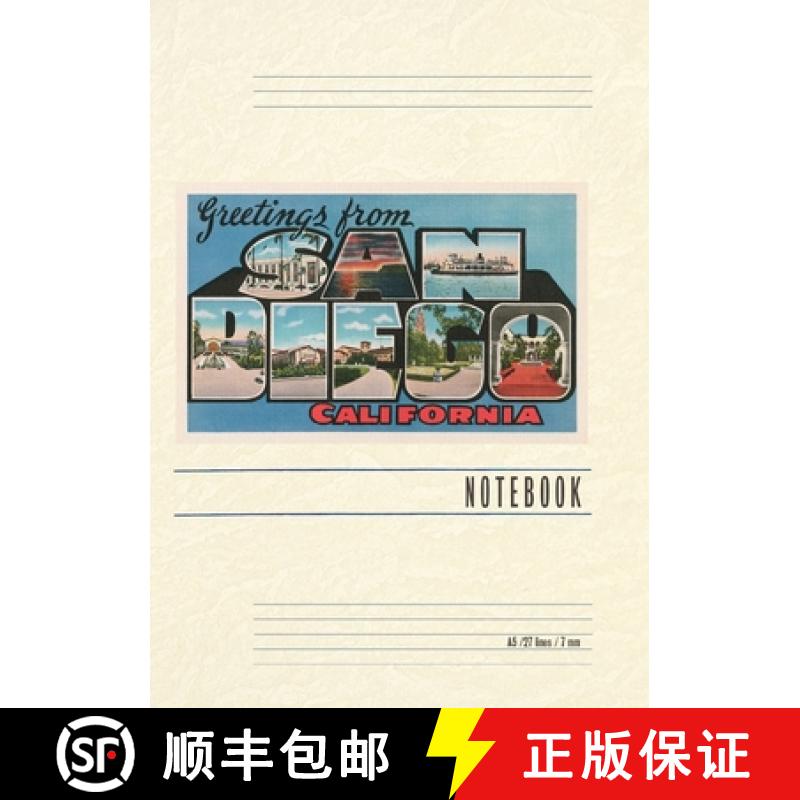 【3-4周达】Vintage Lined Notebook Greetings from San Diego, California [9798385403745]