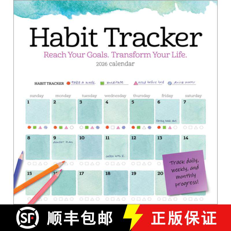 【3-4周达】Habit Tracker Wall Calendar 2026: Reach Your Goals--Transform Your Life [9781523529513]