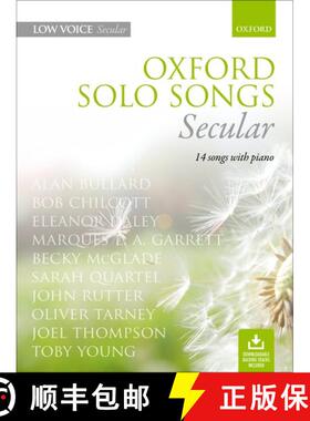 【3-4周达】Oxford Solo Songs: Secular: 14 songs with piano (Low voice book + downloadable backing tra... [9780193556812]