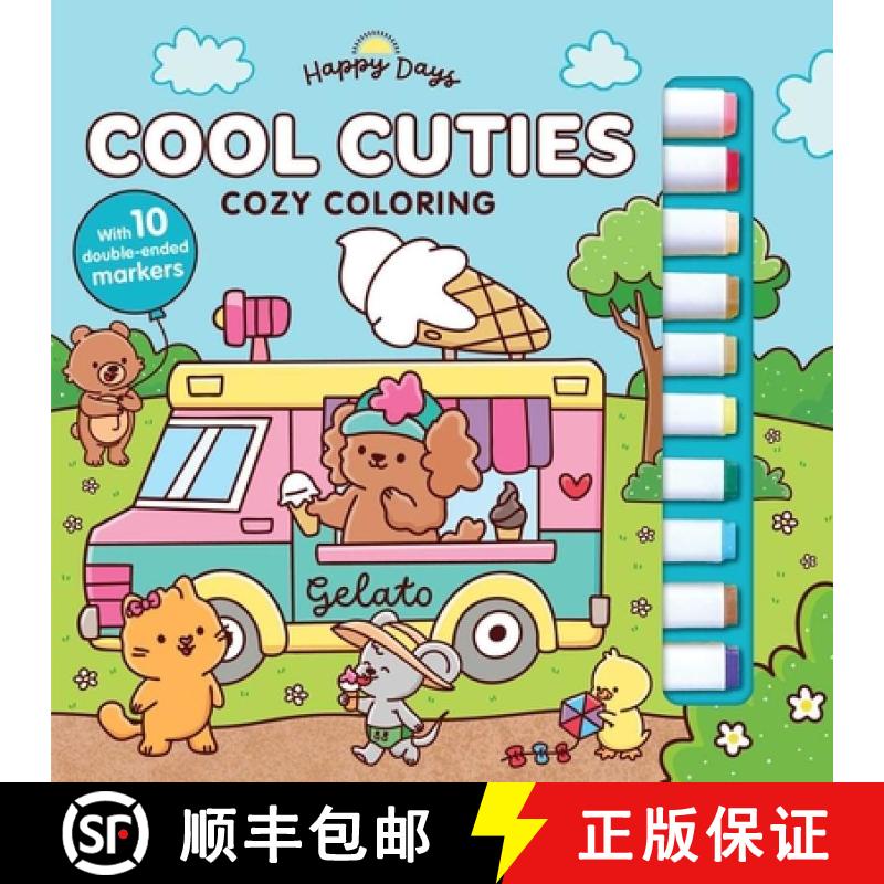 【3-4周达】Cool Cuties: Cozy Coloring Kit: Deluxe Folder with 10 Markers! [9780655245704]图片
