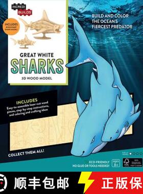 【3-4周达】Incredibuilds: Great White Sharks 3D Wood Model [9781682980330]