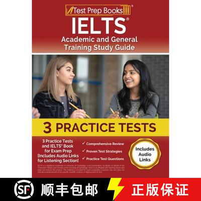 【3-4周达】IELTS Academic and General Training Study Guide: 3 Practice Tests and IELTS Book for Exam ... [9781637754894]