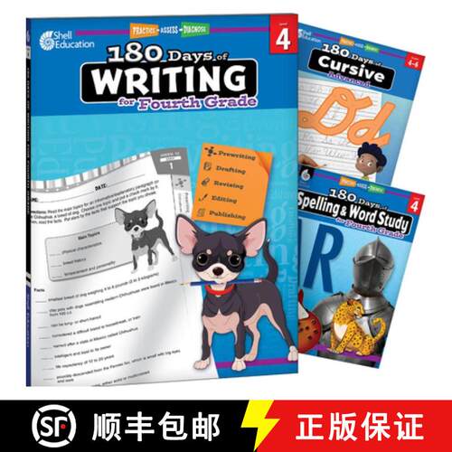预订 180 Days(TM): Writing, Spelling, & Cursive Grade 4: 3-Book Set: Practice, Assess, Diagnose [9798765967843]