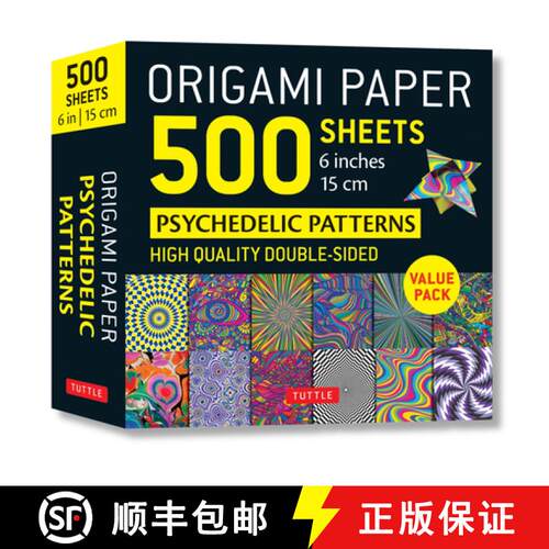 【3-4周达】Origami Paper 500 sheets Psychedelic Patterns 6 (15 cm): Tuttle Origami Paper: Double-Side... [9780804855549]