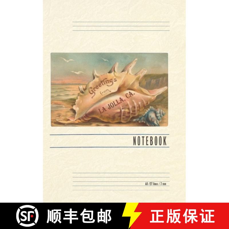预订 Vintage Lined Notebook Conch Shell, Greetings from La Jolla, California [9798385446674]