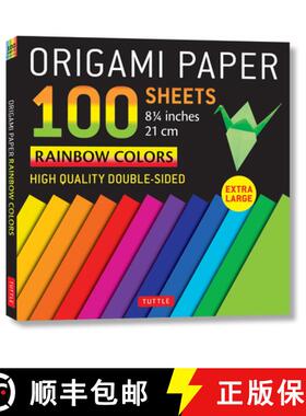 【3-4周达】Origami Paper 100 sheets Rainbow Colors 8 1/4 (21 cm): Extra Large Double-Sided Origami Sh... [9780804855761]
