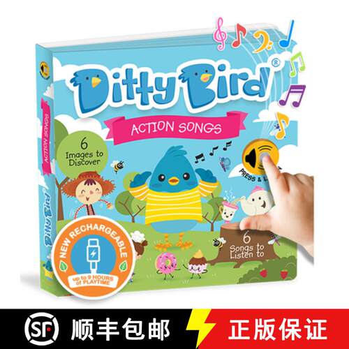 【3-4周达】Ditty Bird Action Songs Interactive Sound Book for Toddlers 1- 3 Musical Books for 1 Year Old [9780648268581]