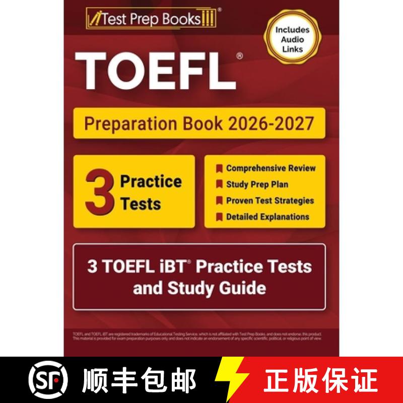 【3-4周达】TOEFL Preparation Book 2026-2027: 3 TOEFL iBT Practice Tests and Study Guide [Includes Aud... [9781637757192]图片