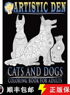 【3-4周达】Cats and Dogs Coloring Book For Adults ( Floral Tangle Art Therapy) (Volume 2) [9781683050025]
