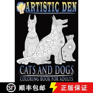 【3-4周达】Cats and Dogs Coloring Book For Adults ( Floral Tangle Art Therapy) (Volume 2) [9781683050025]
