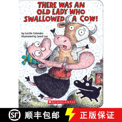 【3-4周达】There Was an Old Lady Who Swallowed a Cow!: A Board Book [9781338339802]