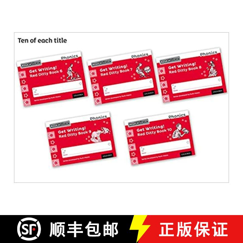 【3-4周达】Read Write Inc. Phonics: Get Writing! Red Ditty Books 6-10 Pack of 50 [9780198373988]