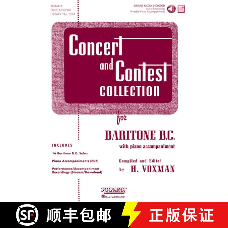 【3-4周达】Concert and Contest Collection for Baritone B.C.: Solo Book with Online Media [9781423477297]