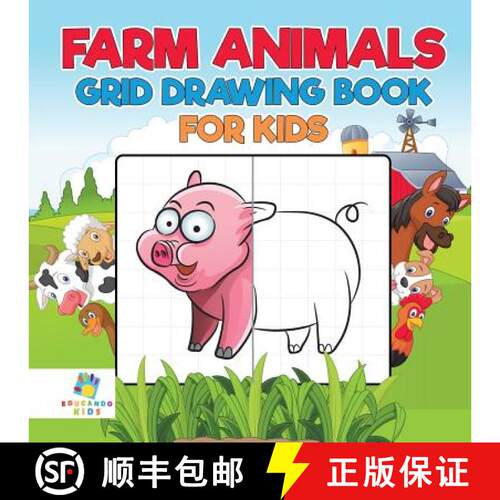 【3-4周达】Farm Animals Grid Drawing Book for Kids [9781645216308]