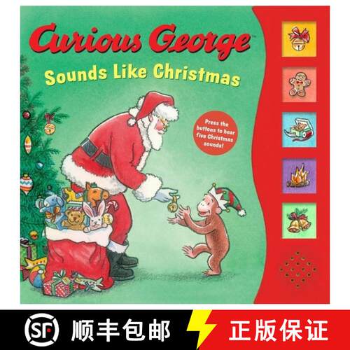 【3-4周达】Curious George Sounds Like Christmas Sound Book: A Christmas Holiday Book for Kids [9780358064756]