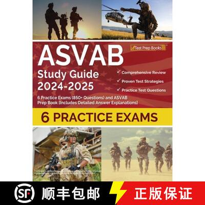 【3-4周达】ASVAB Study Guide 2024-2025: 6 Practice Exams (850+ Questions) and ASVAB Prep Book [Includ... [9781637752678]