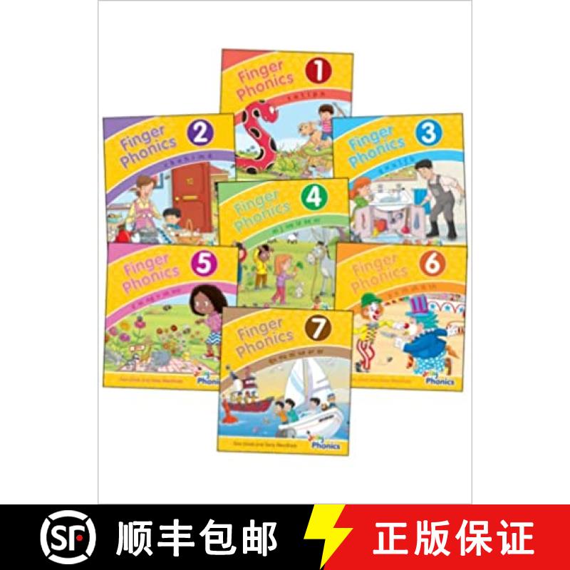 现货 欢乐手指自然拼读套装 新版 Finger Phonics Books 1-7: in Precursive Letters (British English edition) [9781844146505]