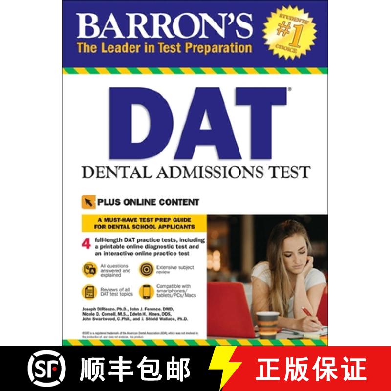 【3-4周达】Dat: Dental Admissions Test: Includes 3 Full Length Practice Tests + Online Access to Vide... [9781438006345]