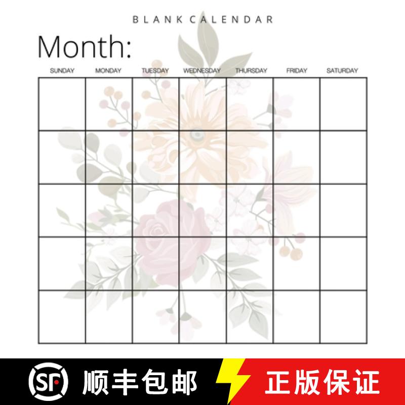 【3-4周达】Blank Calendar: Pretty Flowers, Undated Planner for Organizing, Tasks, Goals, Scheduling, ... [9781636570464]