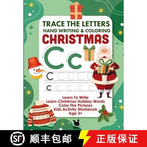 【3-4周达】Letter Tracing & Coloring Book For Kids Christmas Words: Learn To Write Pencil Control Wor... [9781915116024]