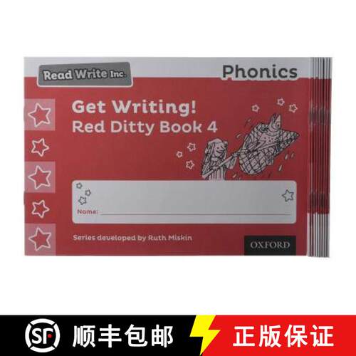 【3-4周达】Read Write Inc. Phonics: Get Writing! Red Ditty Book 4 Pack of 10 [9780198414308]