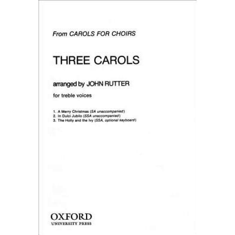 预订 three carols: vocal score [9780193857155]