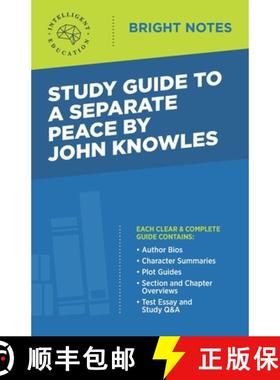 预订 Study Guide to A Separate Peace by John Knowles [9781645422723]