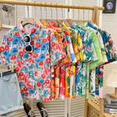 新款 花卉图案短袖 衬衫 2026夏季 宽松版 型节目表演出舞会复古港风潮