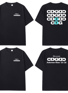 权志龙GD印花联名同款黑色纯棉男女短袖T恤日系潮牌休闲上衣服