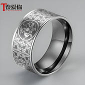 泰爱你复古四大神兽守护神戒指潮男钛钢指环个性 酷炫食指戒子