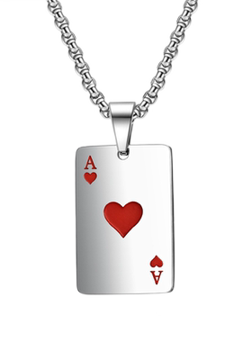 扑克牌个性幸运红桃A黑桃A项链