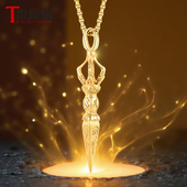 泰爱你佛系金刚杵六字真言项链潮男大气金色招财轻奢钛钢吊坠配饰