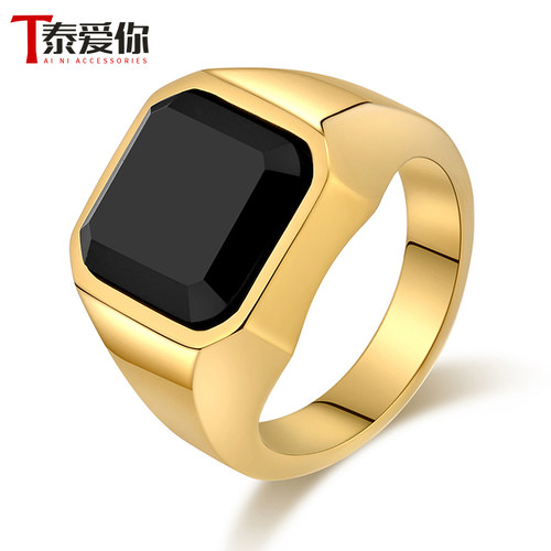 泰爱你时尚轻奢黑玛瑙戒指
