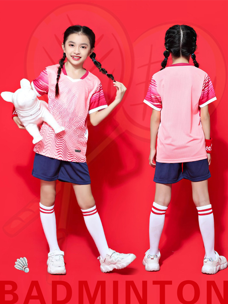 新款儿童羽毛球服套装男女童乒乓球网球衣定制排球训练比赛运动服 运动/瑜伽/健身/球迷用品 羽毛球服 原图主图