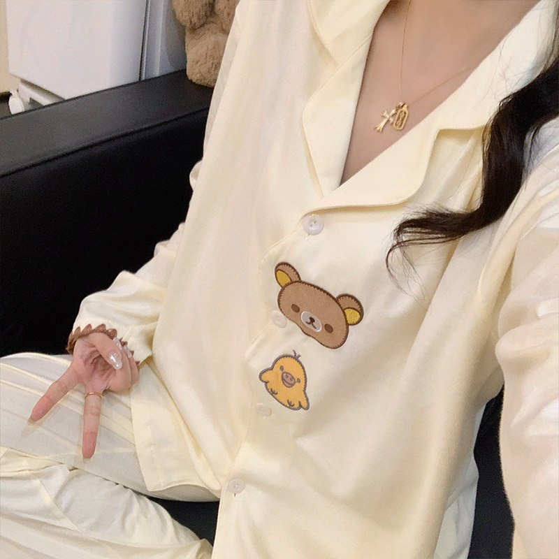 2026新款纯棉睡衣女春秋季长袖可爱卡通腊肠狗开衫夏天家居服套装